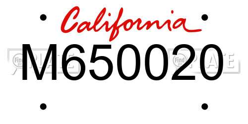 M650020 California License Plate