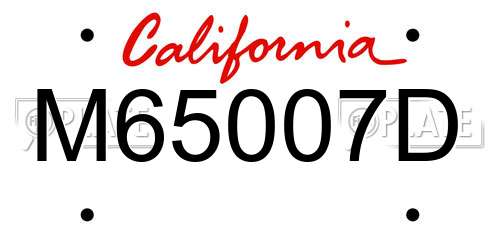 M65007D California License Plate