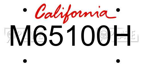 M65100H California License Plate