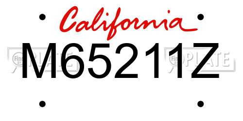 M65211Z California License Plate