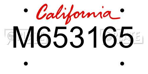 M653165 California License Plate