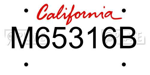 M65316B California License Plate