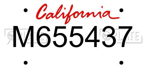 M655437 California License Plate