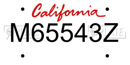M65543Z California License Plate