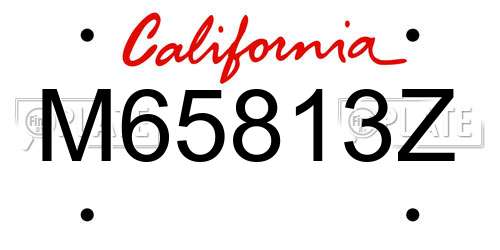 M65813Z California License Plate
