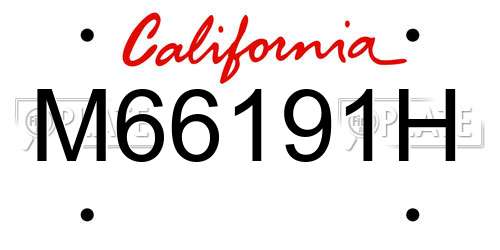 M66191H California License Plate