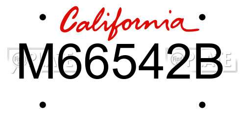 M66542B California License Plate