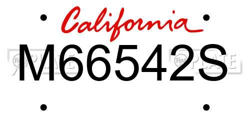 M66542S California License Plate