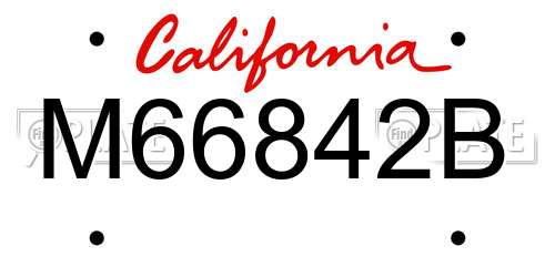 M66842B California License Plate