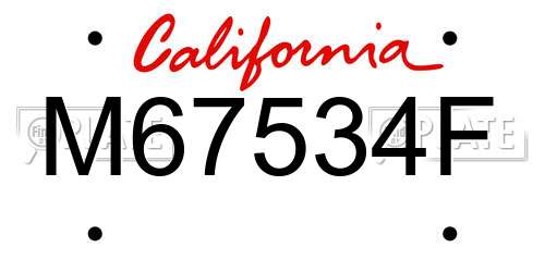 M67534F California License Plate