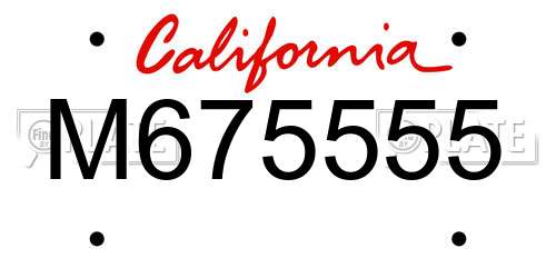 M675555 California License Plate