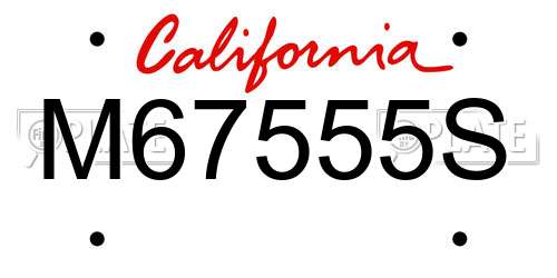 M67555S California License Plate