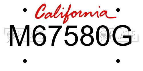 M67580G California License Plate