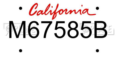 M67585B California License Plate