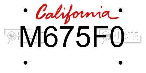 M675F0 California License Plate