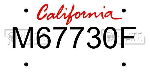 M67730F California License Plate