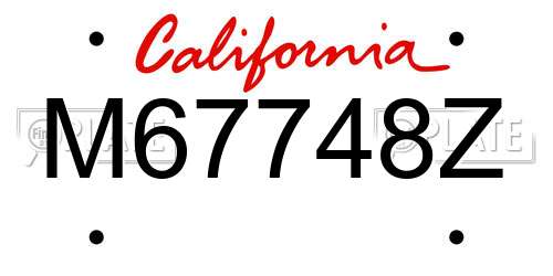 M67748Z California License Plate