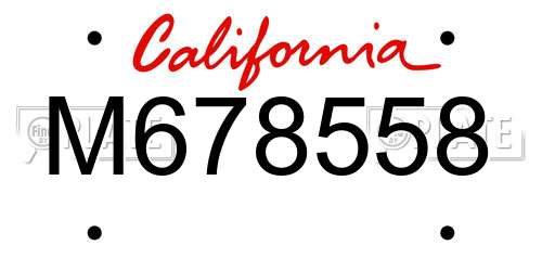 M678558 California License Plate