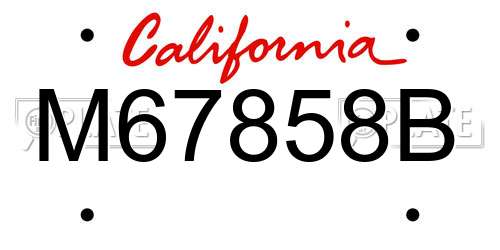 M67858B California License Plate