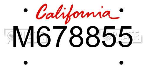 M678855 California License Plate