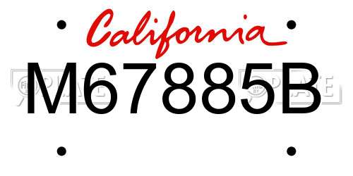 M67885B California License Plate