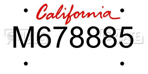 M678885 California License Plate