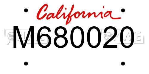 M680020 California License Plate