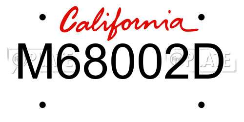 M68002D California License Plate