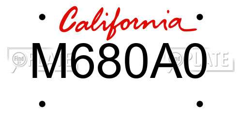 M680A0 California License Plate