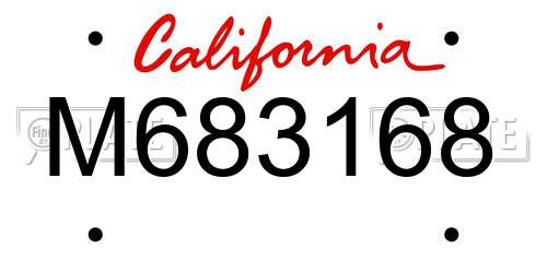 M683168 California License Plate