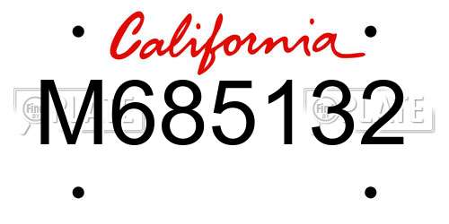 M685132 California License Plate