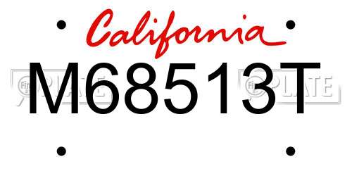 M68513T California License Plate