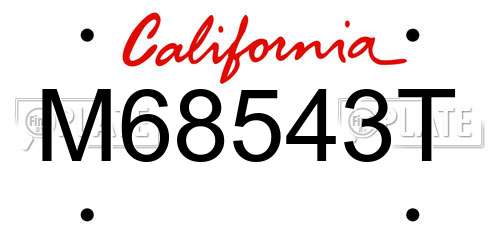 M68543T California License Plate