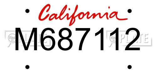 M687112 California License Plate