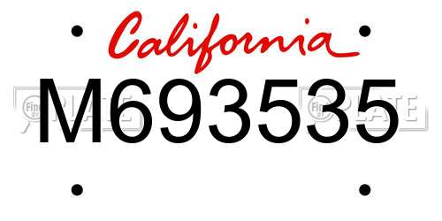 M693535 California License Plate