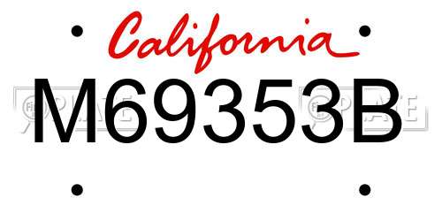 M69353B California License Plate