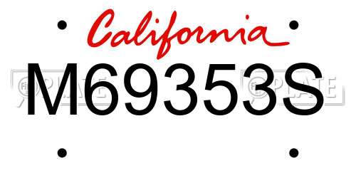M69353S California License Plate