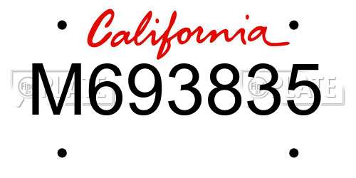 M693835 California License Plate