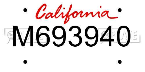 M693940 California License Plate