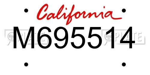 M695514 California License Plate