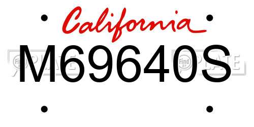 M69640S California License Plate