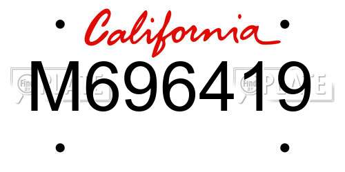 M696419 California License Plate