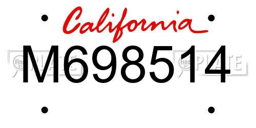 M698514 California License Plate