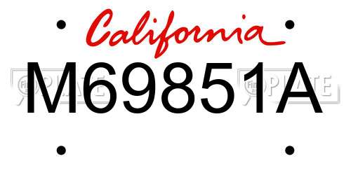 M69851A California License Plate