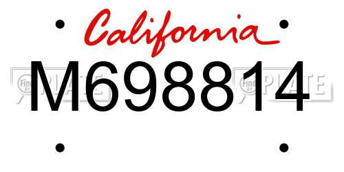 M698814 California License Plate