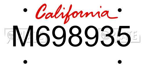 M698935 California License Plate