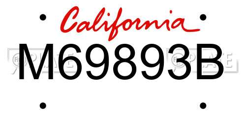 M69893B California License Plate