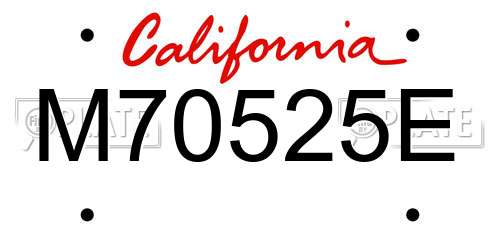 M70525E California License Plate