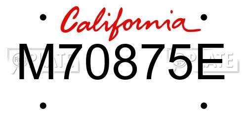 M70875E California License Plate
