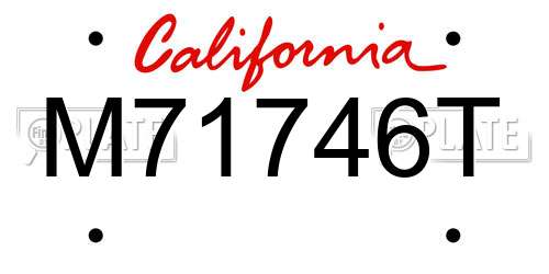 M71746T California License Plate